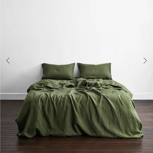 Bed threads olive stripe duvet cover